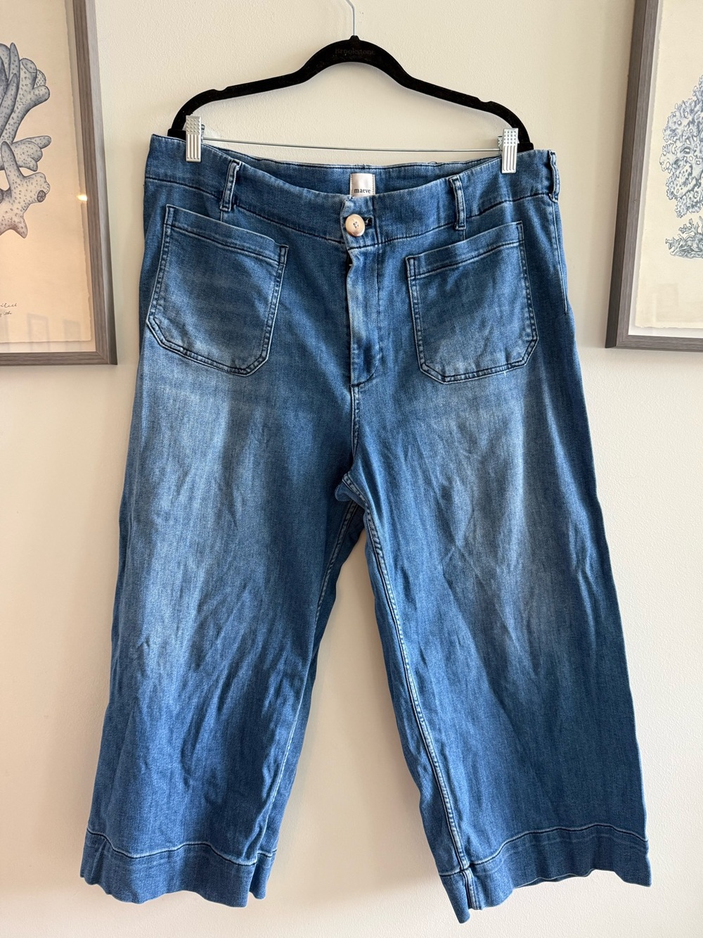 Maeve Colette Cropped High-Rise Wide-Leg Jeans
